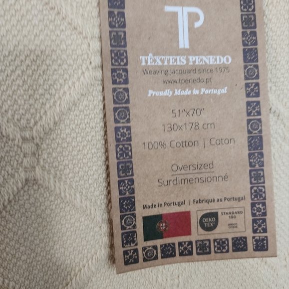 Texteis Penedo Texture Abstract Fringed Taupe Throw Blanket  51"x 70" - Picture 4 of 4